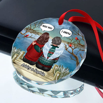 Memorial I Miss You Back View Personalized Glass Ornament, Memorial Gift, Remembrance Gift