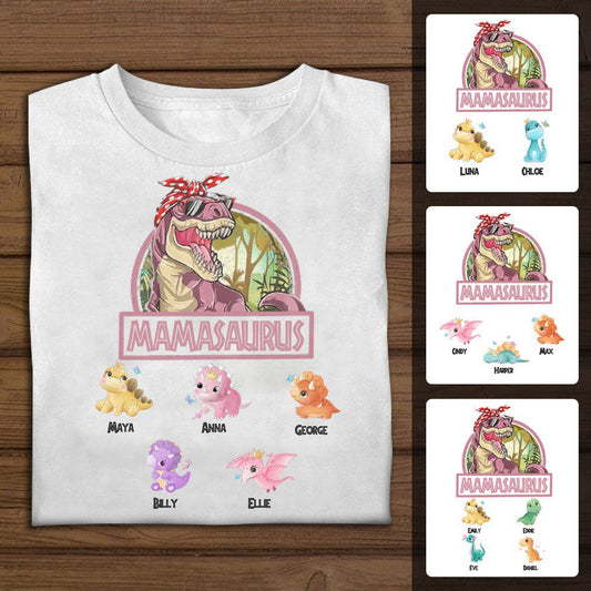 Mother - Mamasaurus Dinosaur - Personalized T - Shirt - The Next Custom Gift