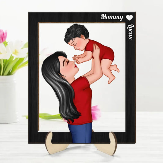 Mother - Mom Lifting Kid - Personalized 2 - Layer Wooden Plaque - The Next Custom Gift