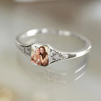 Mother - Mother & Daughter Forever Linked Together Ring - Personalized Birthstone Photo Ring - The Next Custom Gift