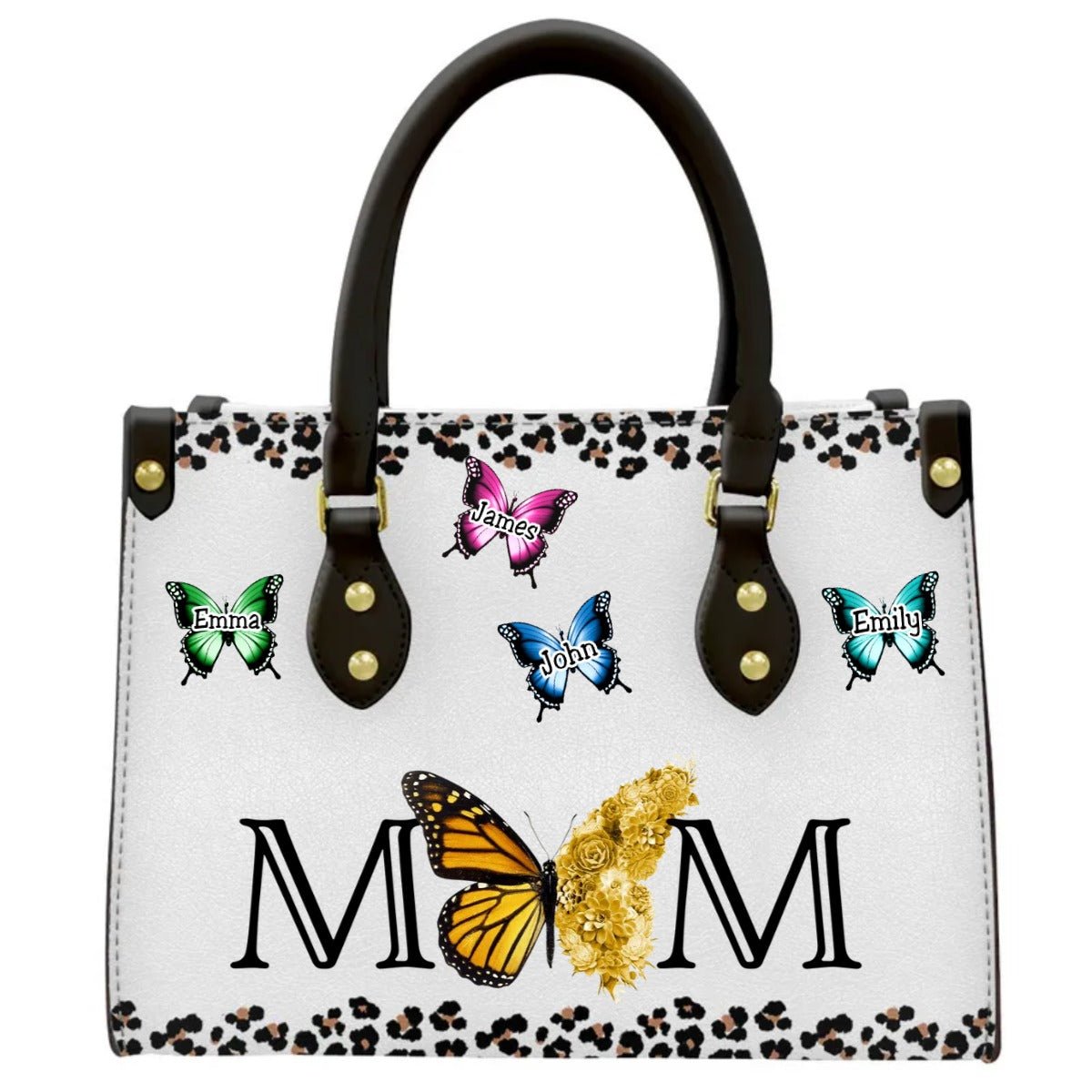 Mother's Day - Gift For Woman Leopard Butterfly - Personalized Leather Bag - The Next Custom Gift