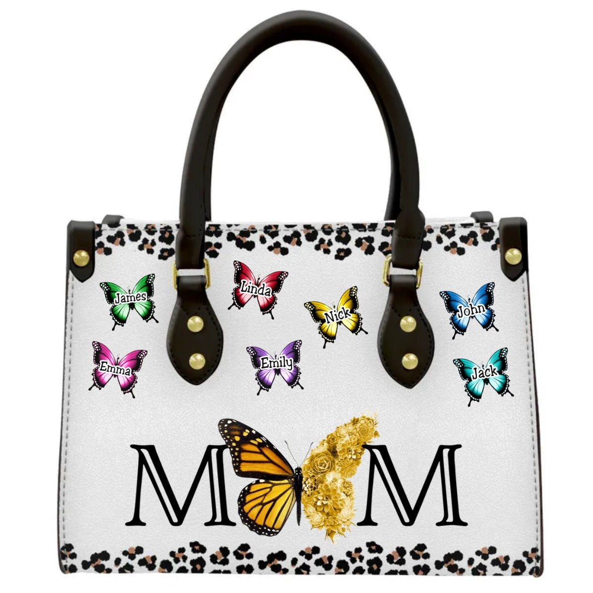 Mother's Day - Gift For Woman Leopard Butterfly - Personalized Leather Bag - The Next Custom Gift
