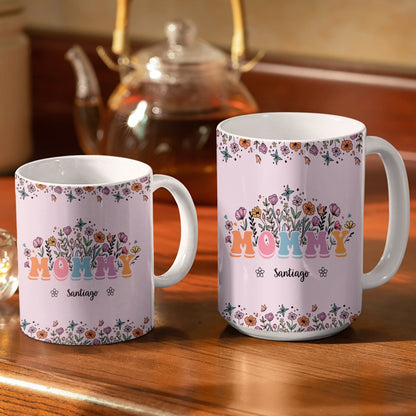Mother's Day - Mom Grandma Floral - Personalized White Mug - The Next Custom Gift