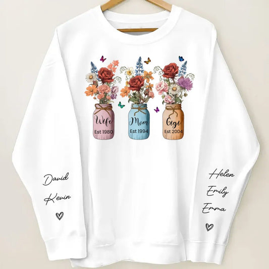 Mother's Day - Wife Mom Grandma Vintage Birth Month Flowers - Personalized Sweatshirt - The Next Custom Gift