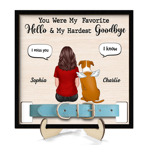 I Miss You Memorial Conversation Dog Cat Pet Loss Remembrance Gift Collar Keepsake Sympathy Gift Personalized Wooden Pet Collar Holder
