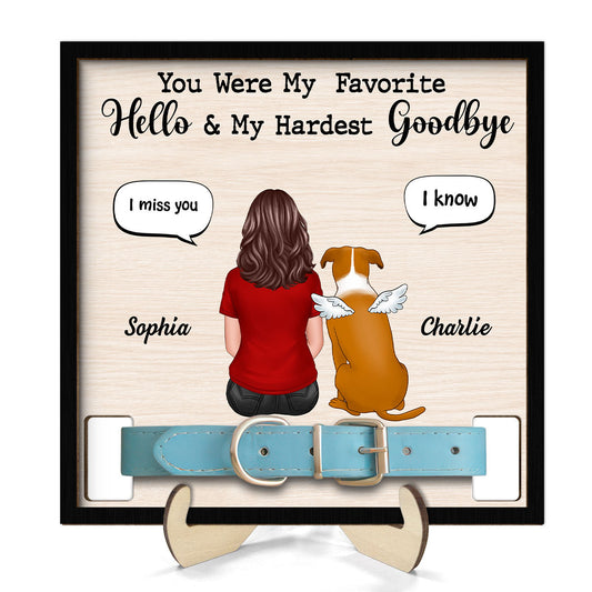 I Miss You Memorial Conversation Dog Cat Pet Loss Remembrance Gift Collar Keepsake Sympathy Gift Personalized Wooden Pet Collar Holder