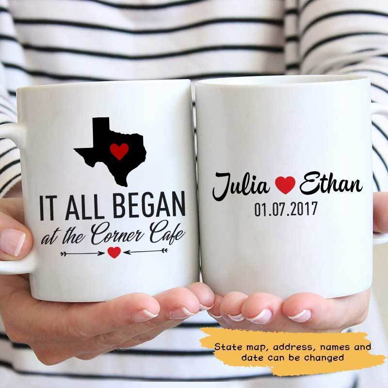 Where It All Began Couple Anniversary Gift For Her For Him Personalized Coffee Mug