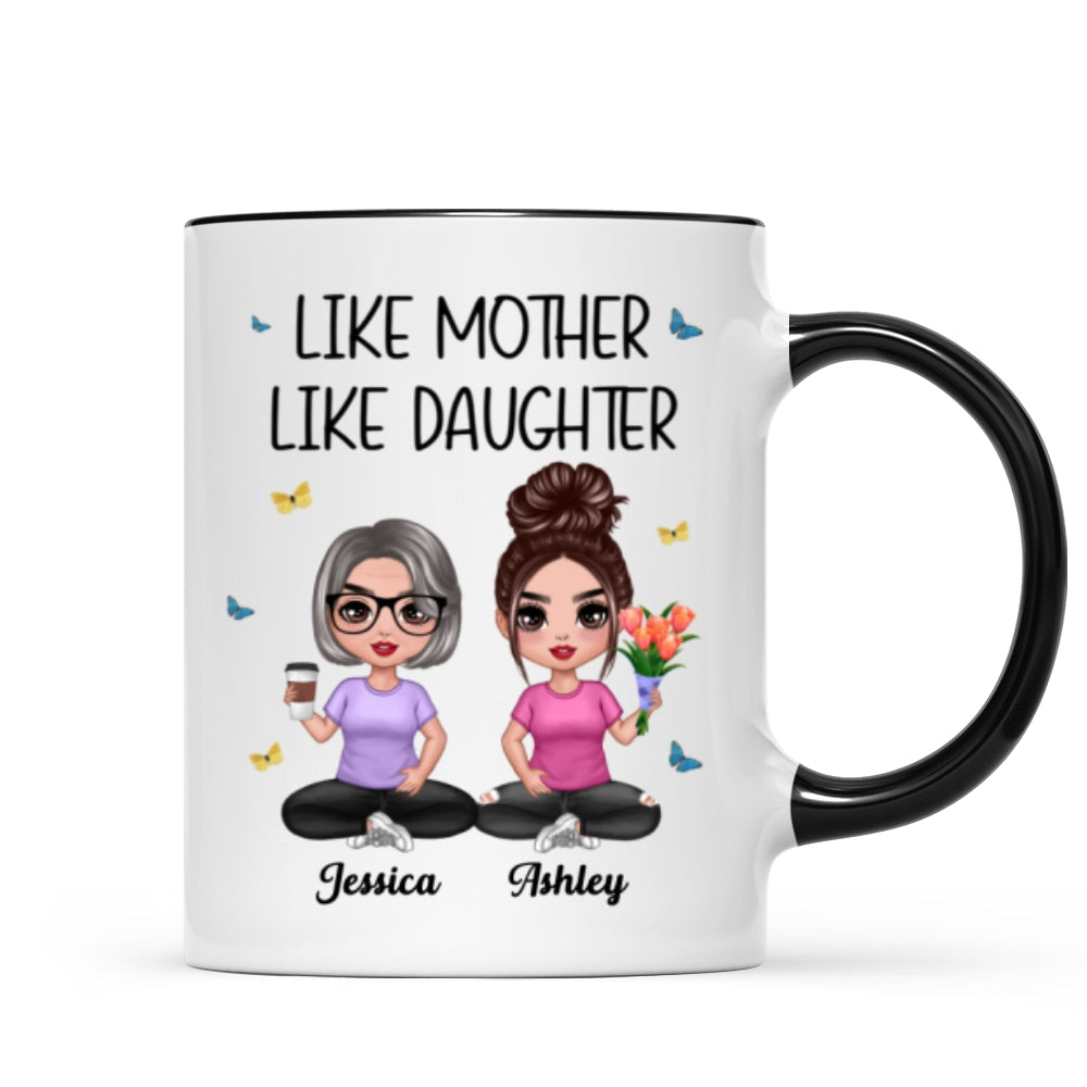 Mother Daughter Doll Sitting Flowers Mother‘s Day Gift Personalized Mug
