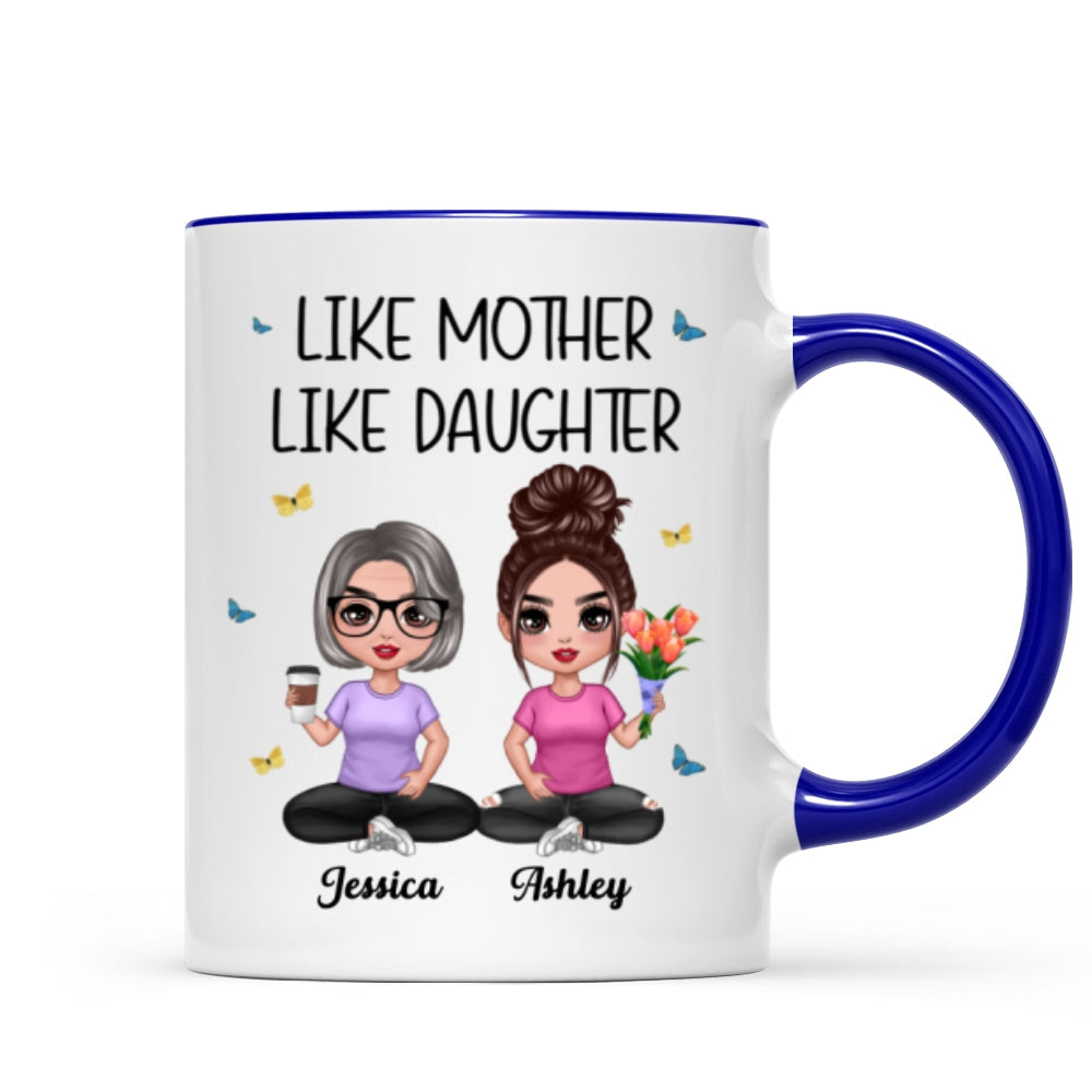 Mother Daughter Doll Sitting Flowers Mother‘s Day Gift Personalized Mug