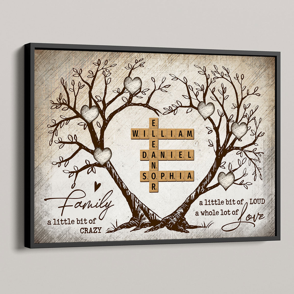 Family Heart Tree Crossword Puzzle, Captured In A Moment, Cherished For A Lifetime Personalized Poster