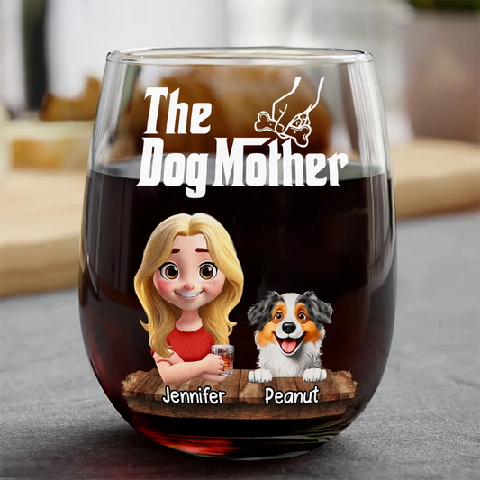The Dog Mother 3D Effect - Personalized Stemless Wine Glass