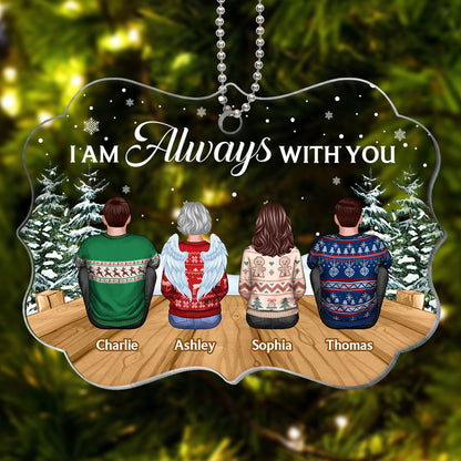 Always With You Family Memorial Remembrance Keepsake Bridge Forest Snow Personalized Acrylic Ornament