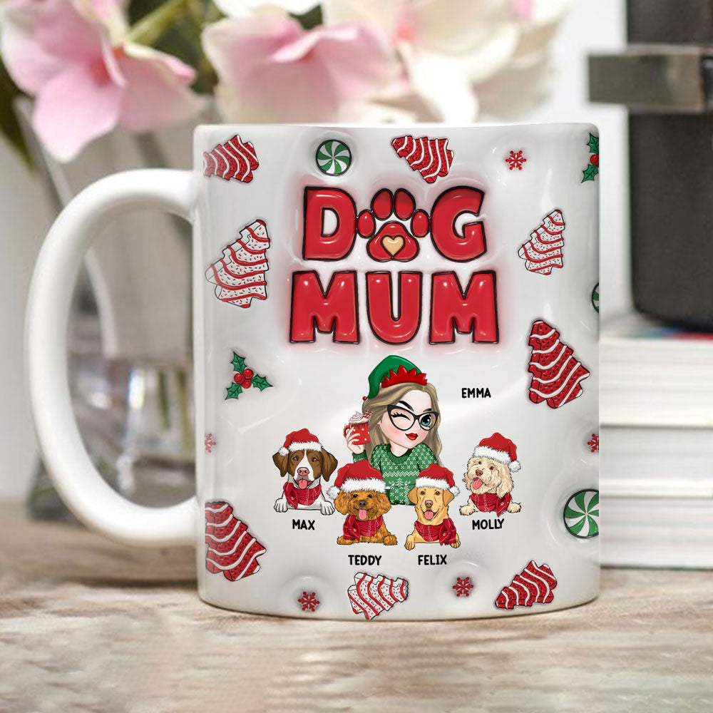 Dog Mom Christmas Cake - Personalized Custom 3D Inflated Effect Mug