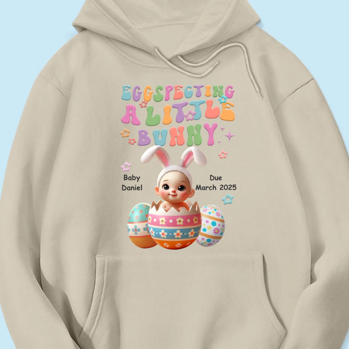 Eggspecting A Little Bunny Personalized Shirt, Easter Pregnancy Announcement, Easter Maternity Expecting Gift for Mom