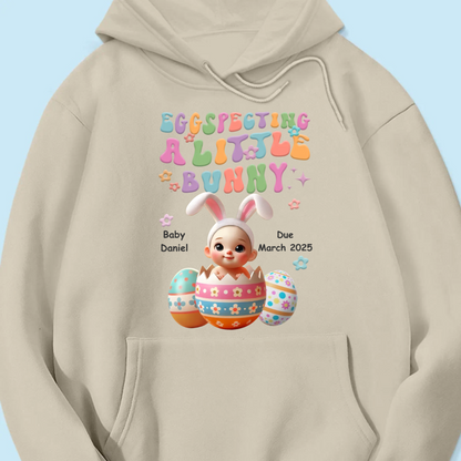 Eggspecting A Little Bunny Personalized Shirt, Easter Pregnancy Announcement, Easter Maternity Expecting Gift for Mom
