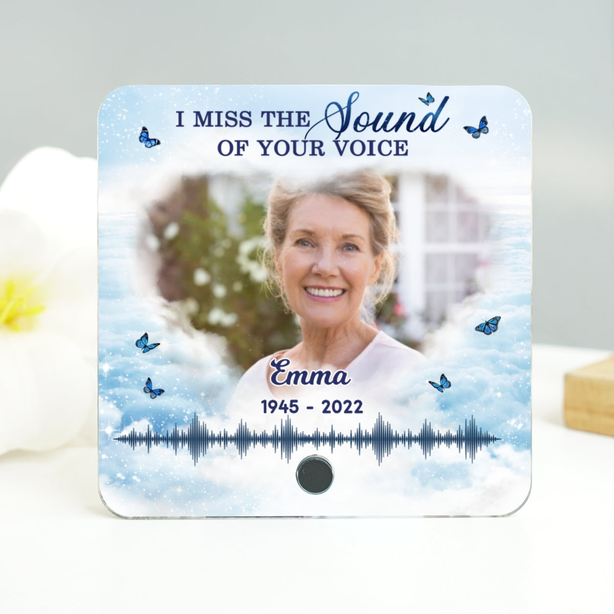 Miss The Sound Of Your Voice Memorial Photo Upload Voice Message Remembrance Keepsake Personalized Music Fridge Magnet