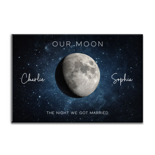 Our Moon Couple Gift Moon Phase Art Anniversary Gift For Wife, Gift for Husband Wedding Gift Personalized Canvas