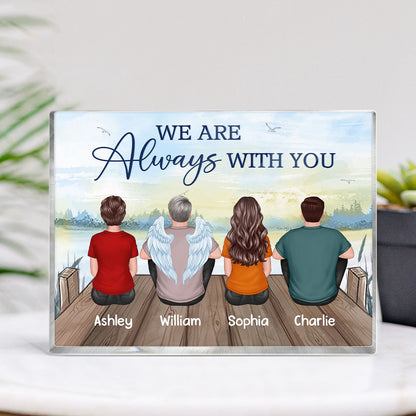 Family Sitting Lake View Memorial Personalized Rectangle Acrylic Block Plaque