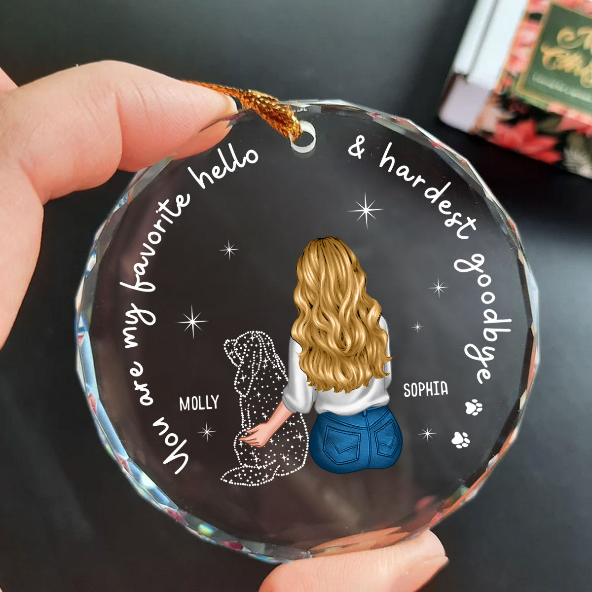 Dog Memorial Pet Loss Keepsake Personalized Glass Ornament