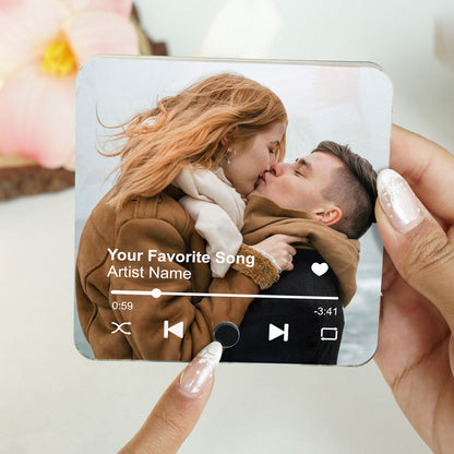 Custom Photo & Favorite Song Personalized Music Fridge Magnet, Valentine's Day Gift For Couple