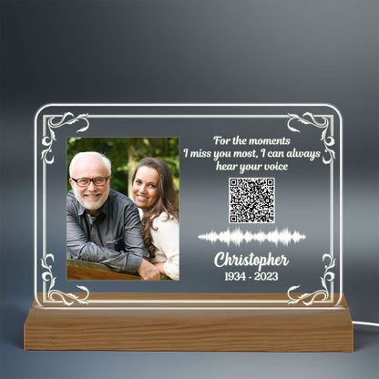 I Can Always Hear Your Voice Family Memorial Voice Message Voicemail QR Code Personalized Acrylic Plaque With LED Night Light