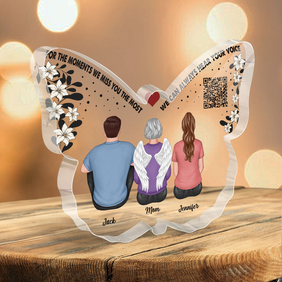 Can Always Hear Your Voice QR Code Memorial Keepsake Personalized Butterfly Acrylic Plaque
