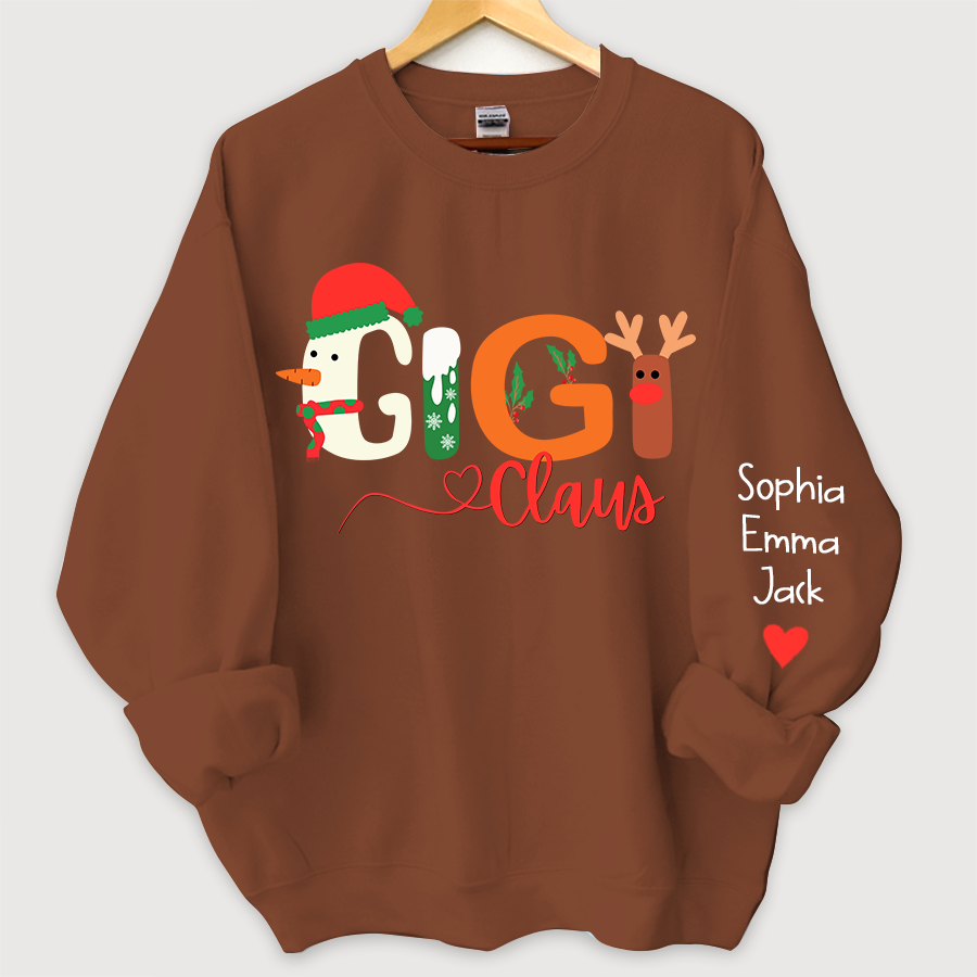 Personalized Gigi claus And Grandkids Merry Christmas Sweatshirt