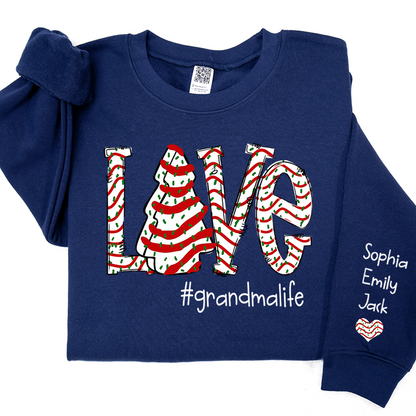 Personalized Love grandmalife Cake Christmas With Grandkids Sweatshirt