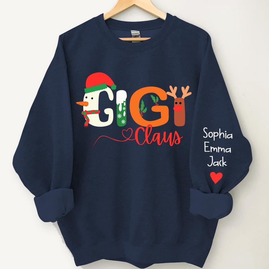 Personalized Gigi claus And Grandkids Merry Christmas Sweatshirt