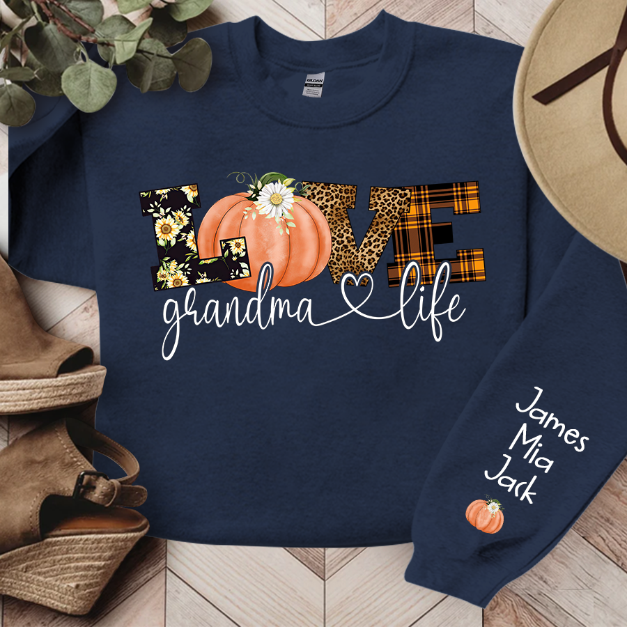 Personalized Love Grandma Life Fall Season Pumpkin Sweatshirt