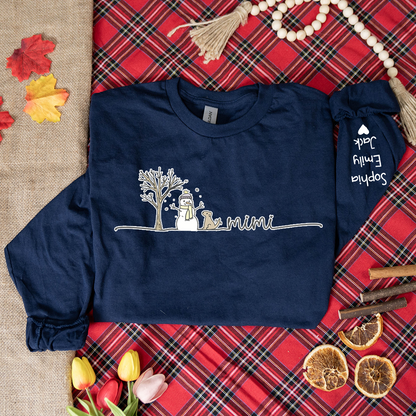 Mimi Christmas Snowman And Grandkids Longsleeve