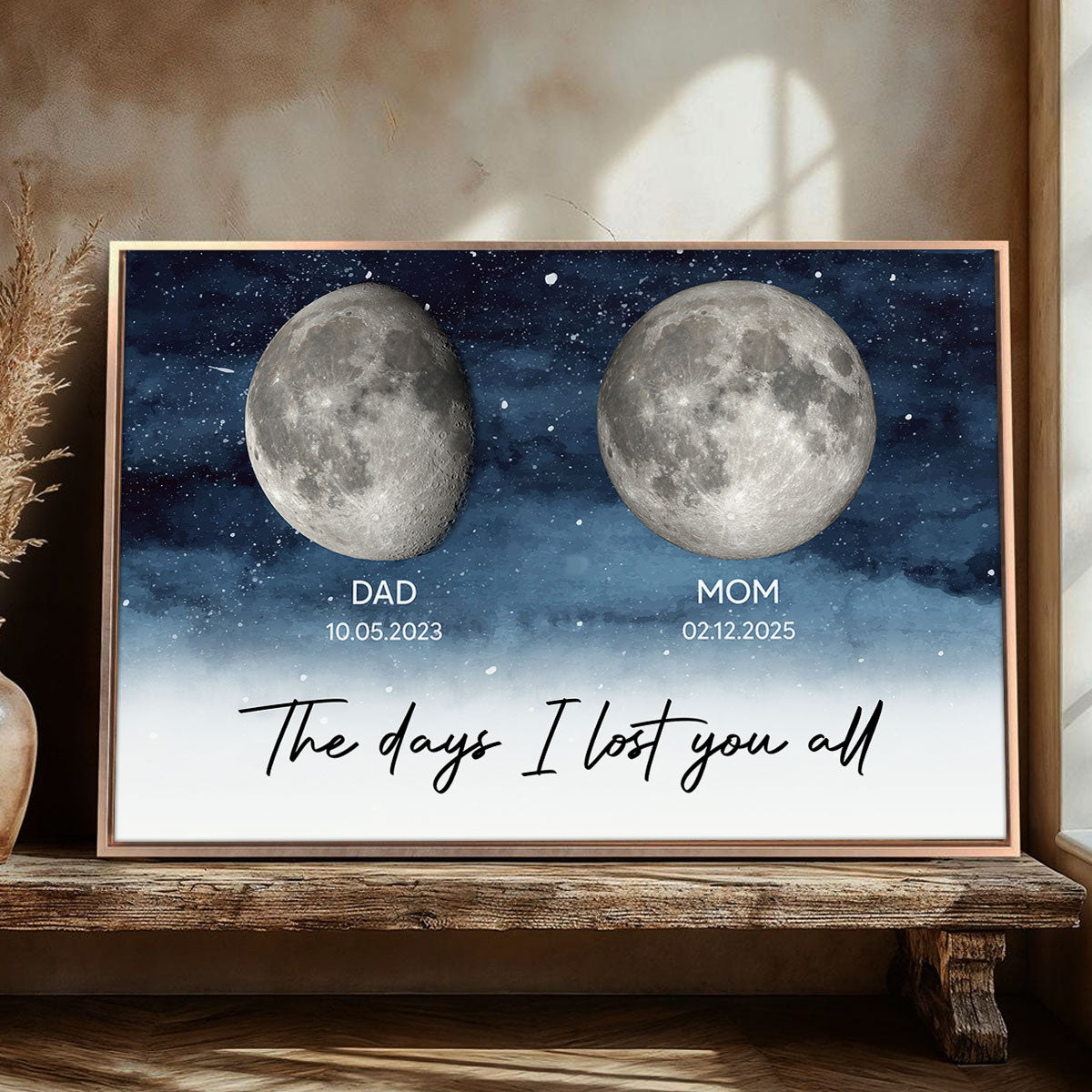 Starry Night Custom Date Moon Phase Dad Mom Memorial Personalized Poster, Rememberance Gift, Sympathy Gift