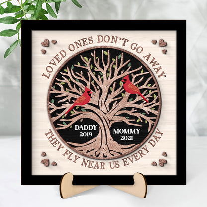 Memorial Cardinals Glitter Tree Personalized 2-layer Wooden Plaque