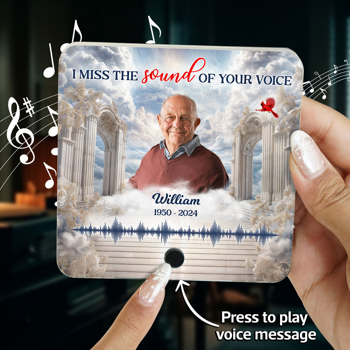 Heaven Gate Custom Photo Voice Message Personalized Music Fridge Magnet, Memorial Keepsake, Remembrance Gift