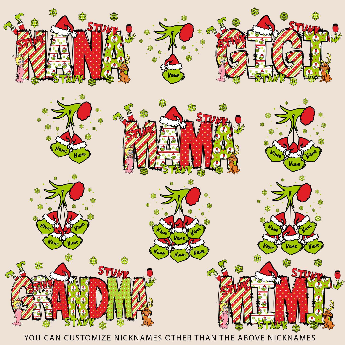 Personalized Nickname Grandma, Mom And Kids Names Christmas 2024