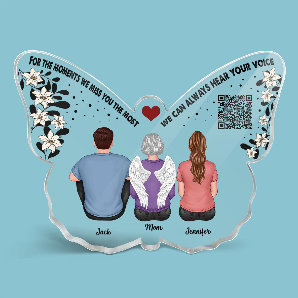 Can Always Hear Your Voice QR Code Memorial Keepsake Personalized Butterfly Acrylic Plaque