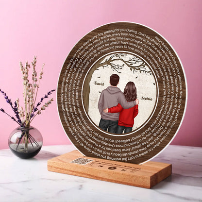 Favorite Place In The World Couple Standing Back View Personalized Vinyl Lyrics Record - Acrylic Song Plaque - Valentine's Day Gift, Anniversary Gift For Couple, For Him, For Her, Husband, Wife