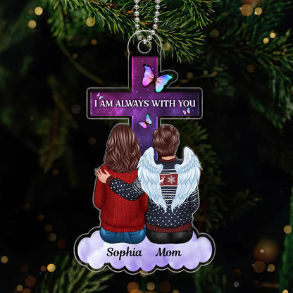 Butterfly Cross Family Memorial Remembrance Keepsake Personalized Acrylic Ornament