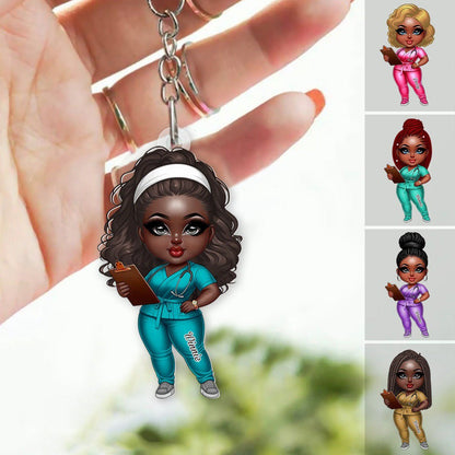 Nurse - Black Nurse - Personalized Acrylic Keychain - The Next Custom Gift