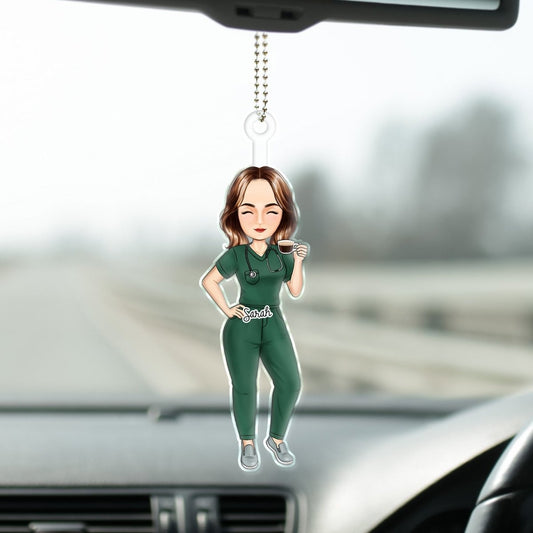 Nurse - Nurse Cartoon Vector - Personalized Acrylic Car Hanger - The Next Custom Gift