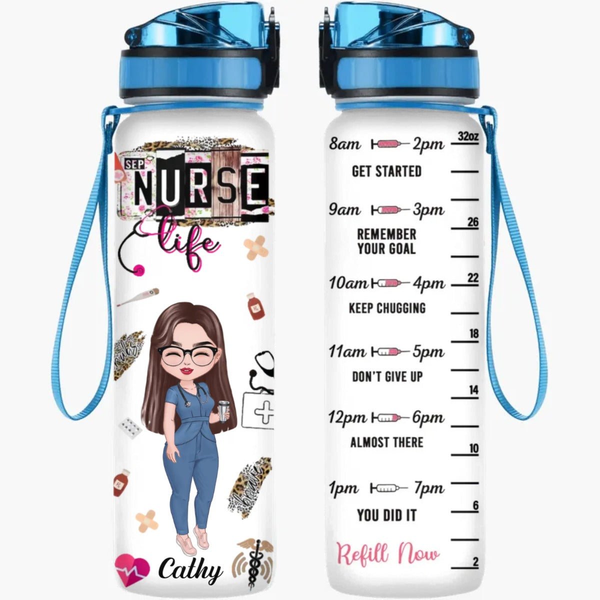Nurse - Nurse's Life - Personalized Water Tracker Bottle - The Next Custom Gift