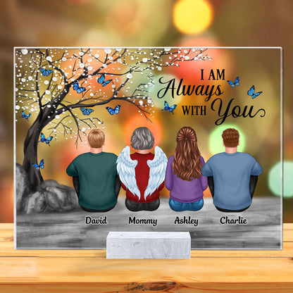 Always With You Butterfly Blossom Tree Family Dad Mom Kids Dogs Cats Personalized Acrylic Plaque, Memorial Remembrance Gift