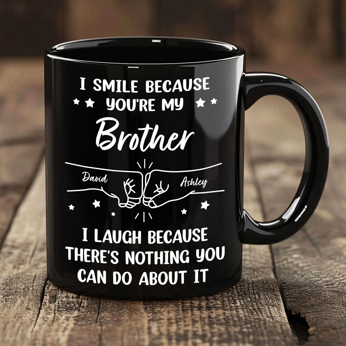 I Smile Because You're My Brother Sister Dad Mom Personalized Mug, Gift For Siblings, Family