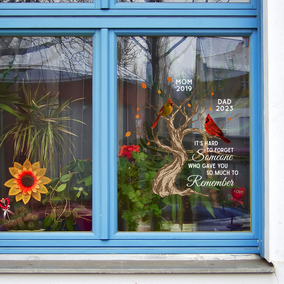 Hard To Forget Someone Cardinal Family Memorial Remembrance Personalized Decal