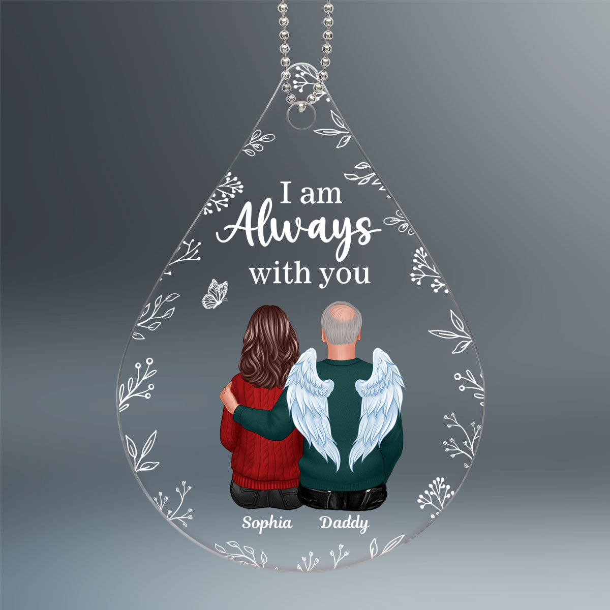 Always With You Family Memorial Keepsake Remembrance Gift Personalized Teardrop Shaped Acrylic Ornament