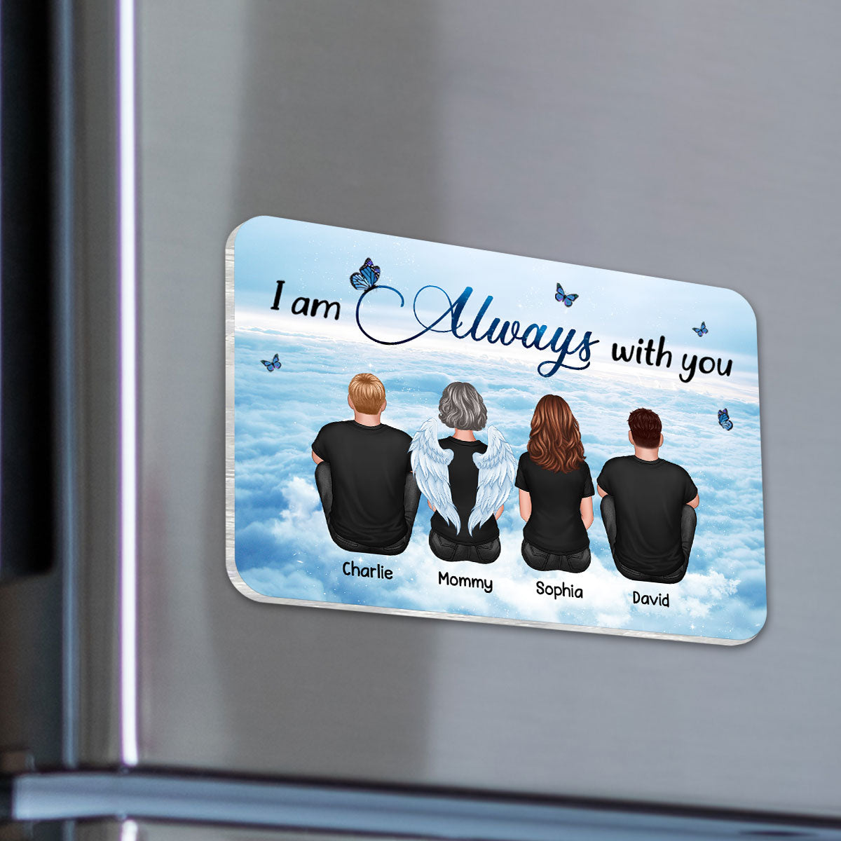 Always With You Sky Family Memorial Personalized Acrylic Fridge Magnet, Remembrance Gift, Sympathy Gift