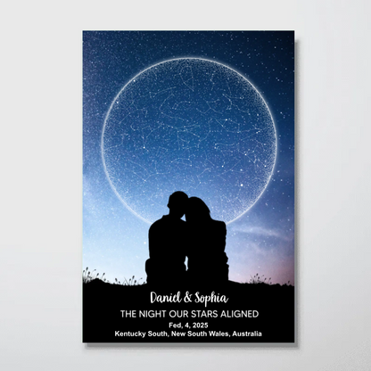 Custom Star Map Couple Under Sky Poster, Capture the Precious Moment, The Night We Met Couple Anniversary Gift, Wedding Gift, Constellation Print, Real Astronomical Data