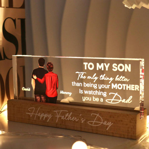 From Mom To Son Personalized LED Night Light, Heartfelt Gift For Son