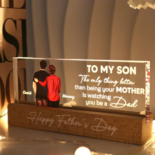 From Mom To Son Personalized LED Night Light, Heartfelt Gift For Son