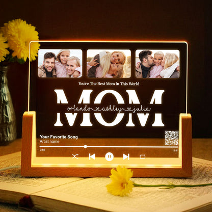 Customize with a Song That Speaks Your Heart, Personalized Photo LED Night Light, Mother's Day Gift for Mom, Scannable QR Code